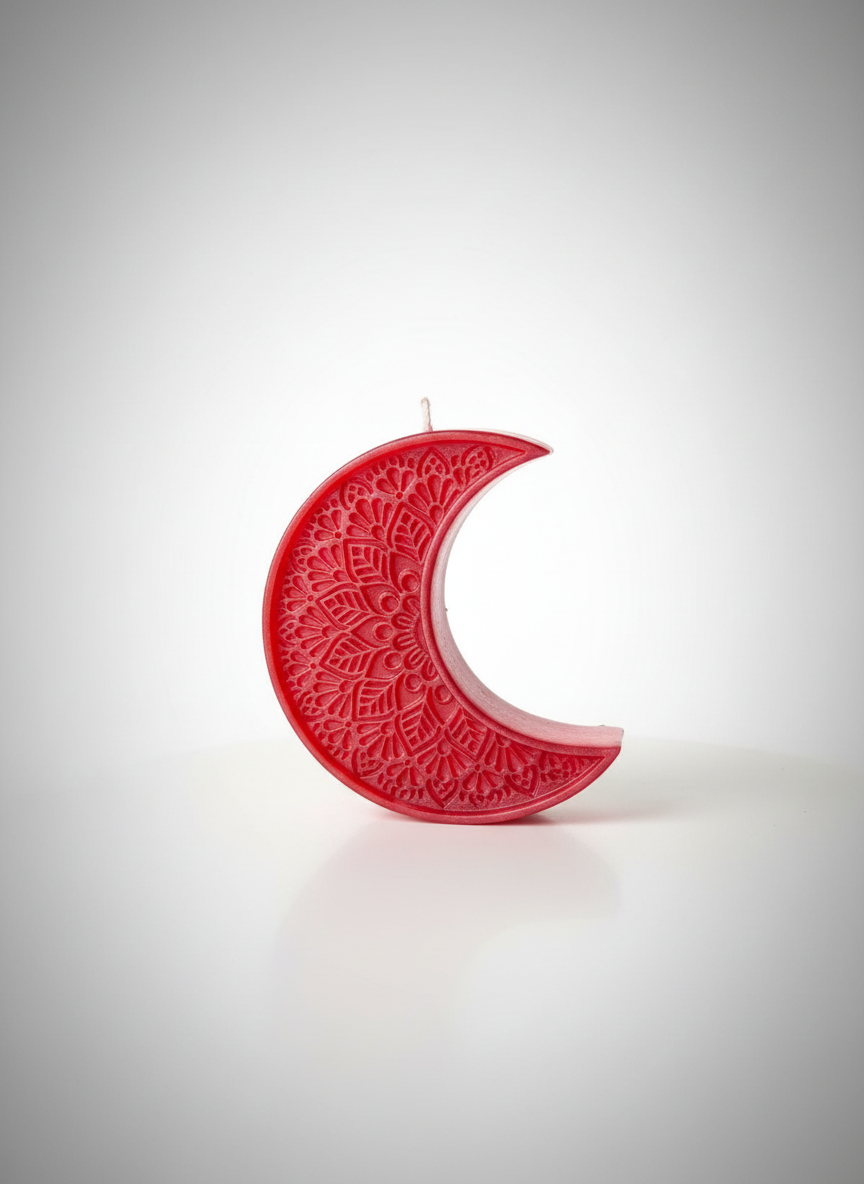 Mandala Moon candle with gradient background