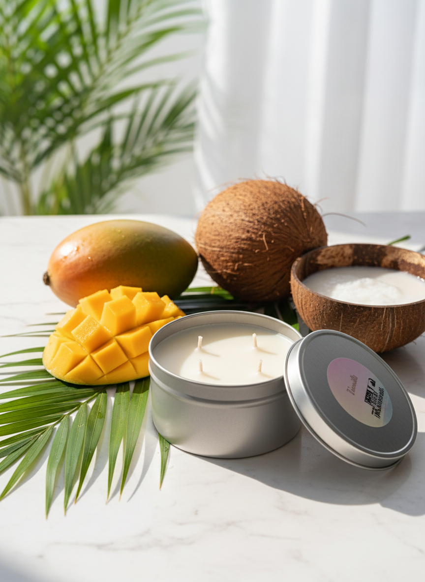 Mango + Coconut Milk Tin Candle
