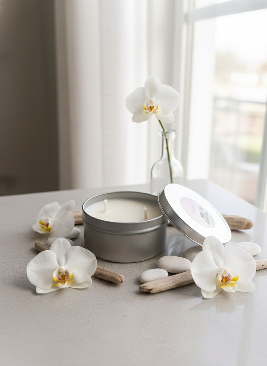 Sea Salt + Orchid Tin Candle