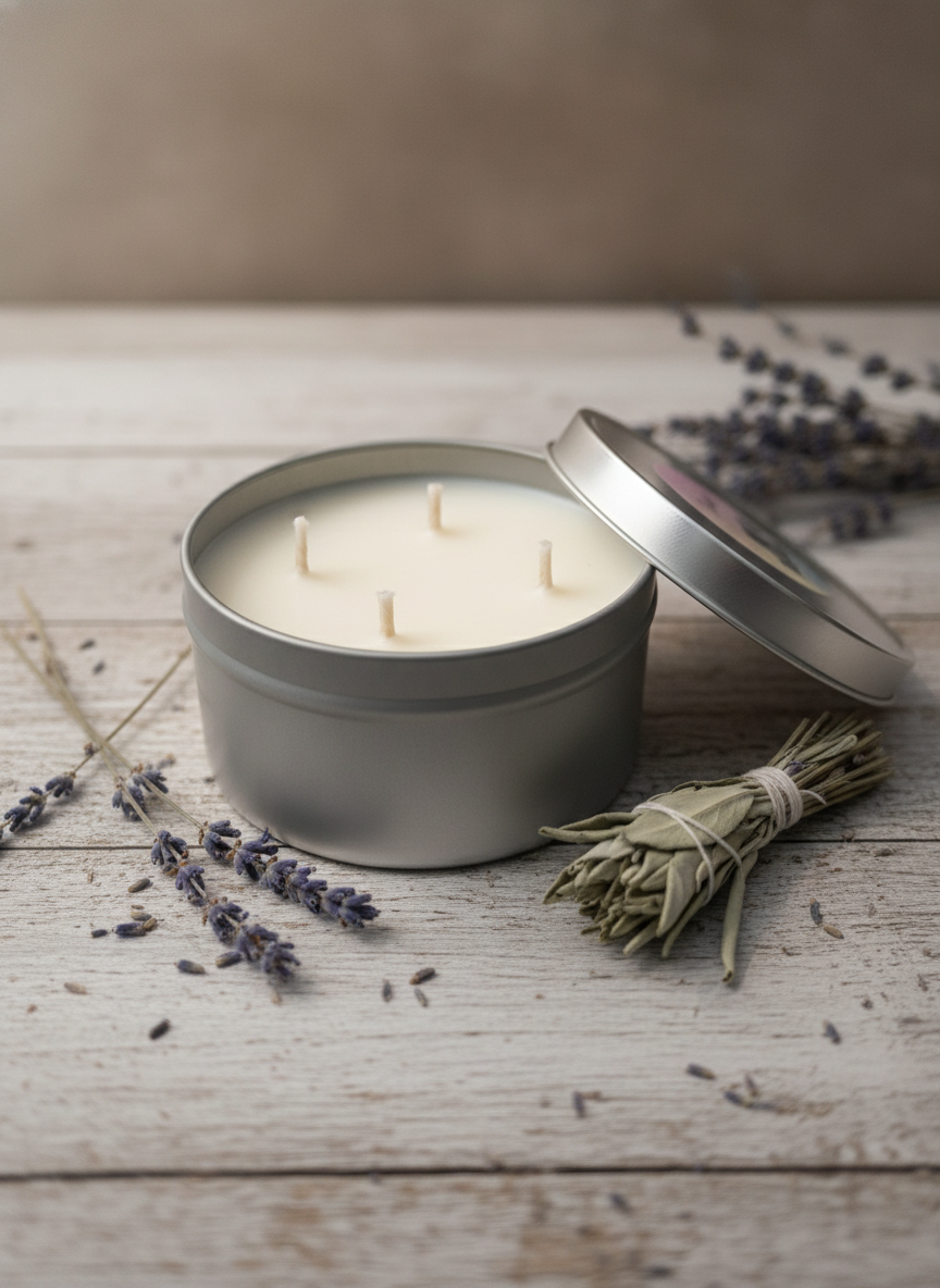 White Sage + Lavender Tin Candle