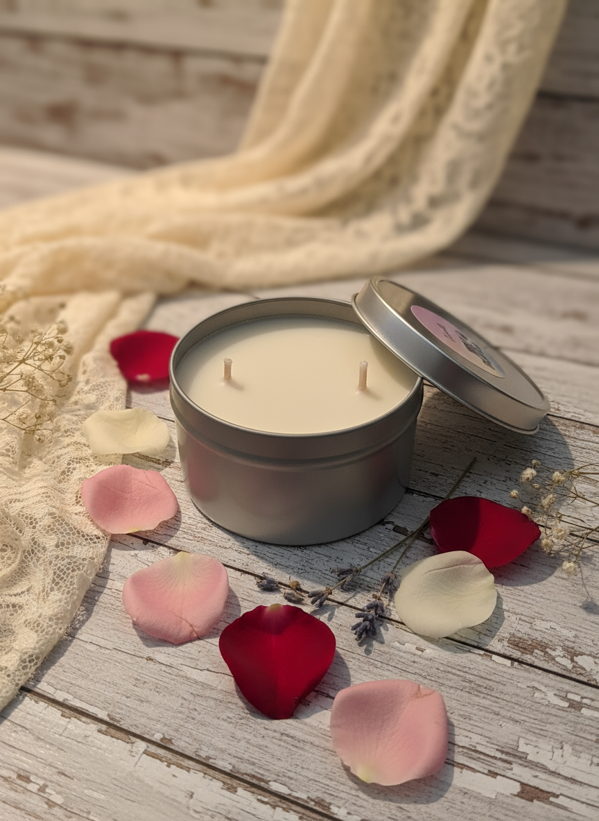 Bohemian Rose Tin Candle