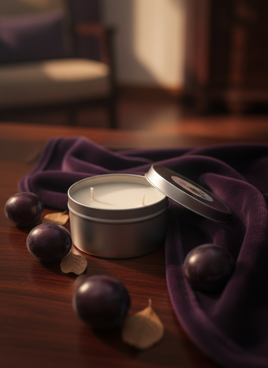 Cashmere Plum Tin Candle