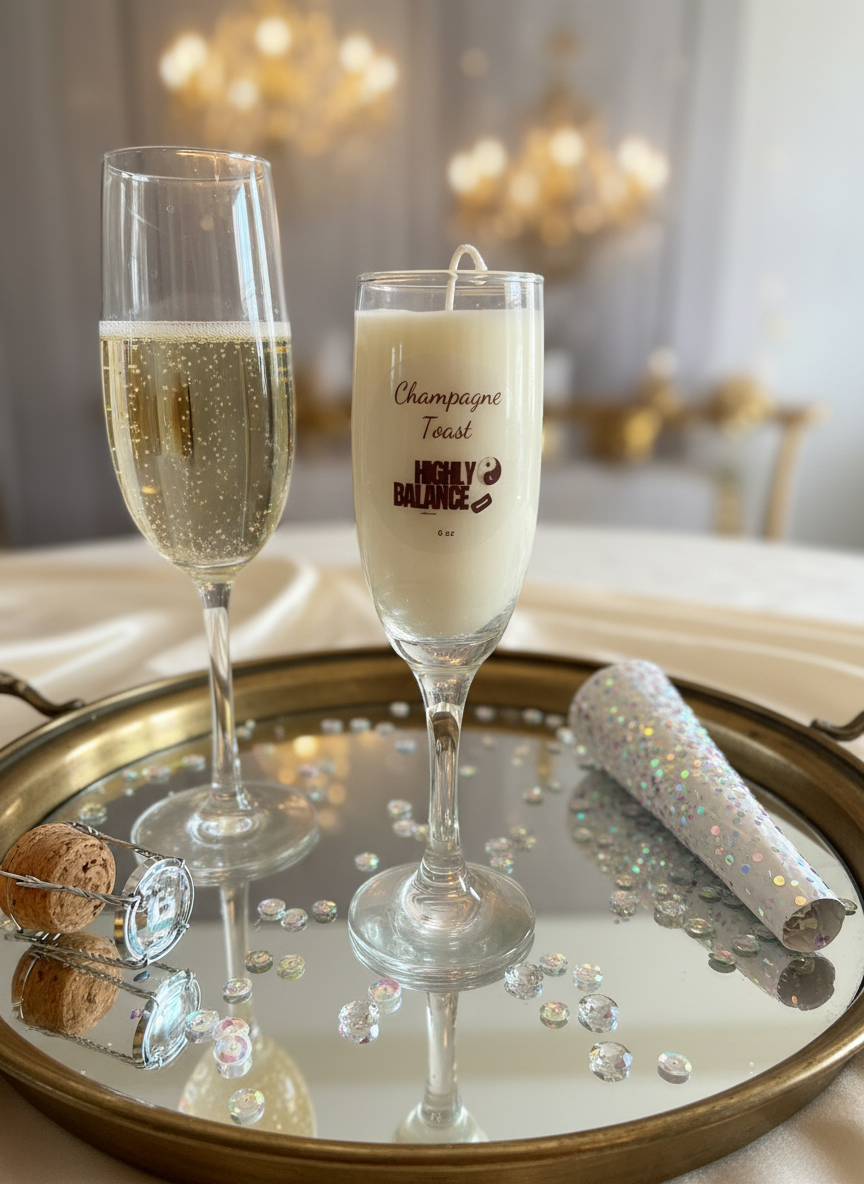 Champagne Toast Glass Candle