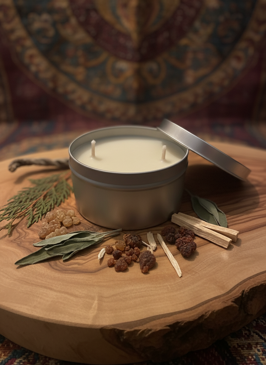 Frankincense + Myrrh Tin Candle