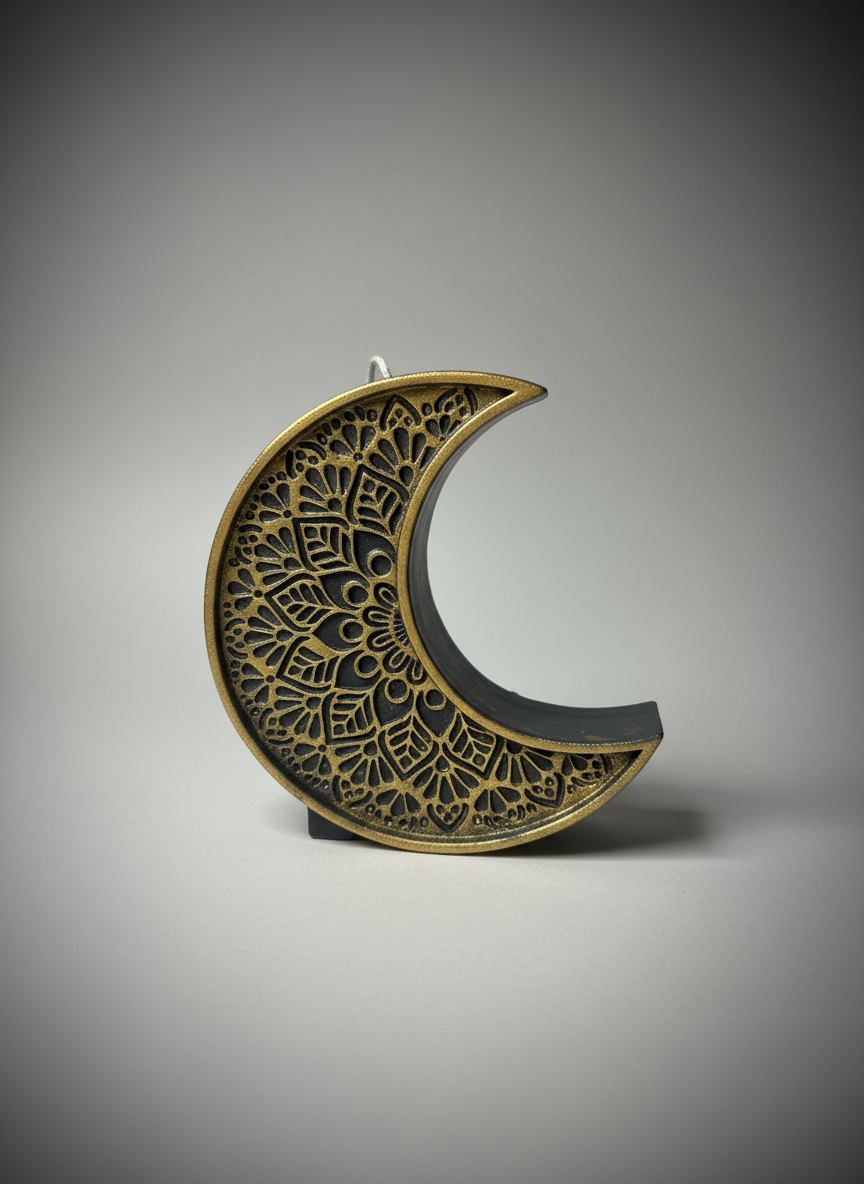 Golden Moon Milk mandala candle