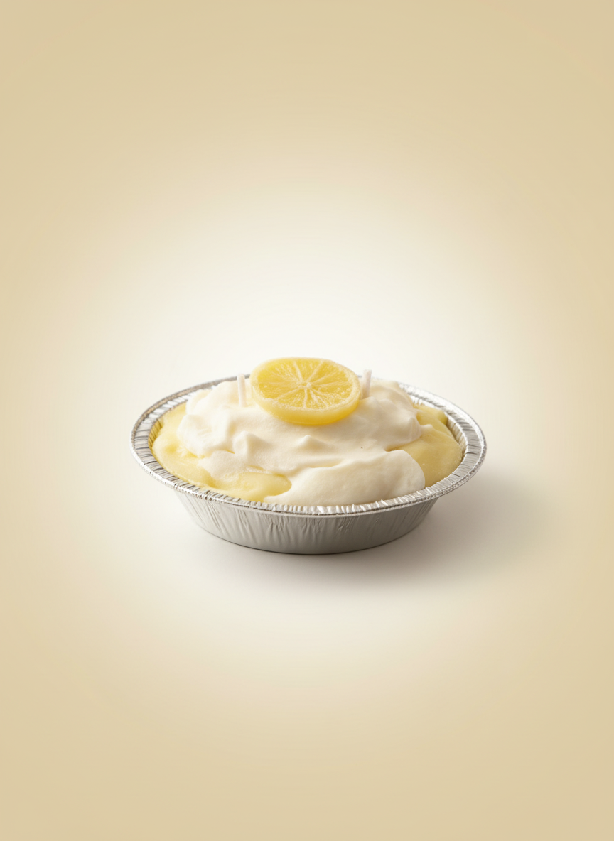 Lemon pie candle with cream topping