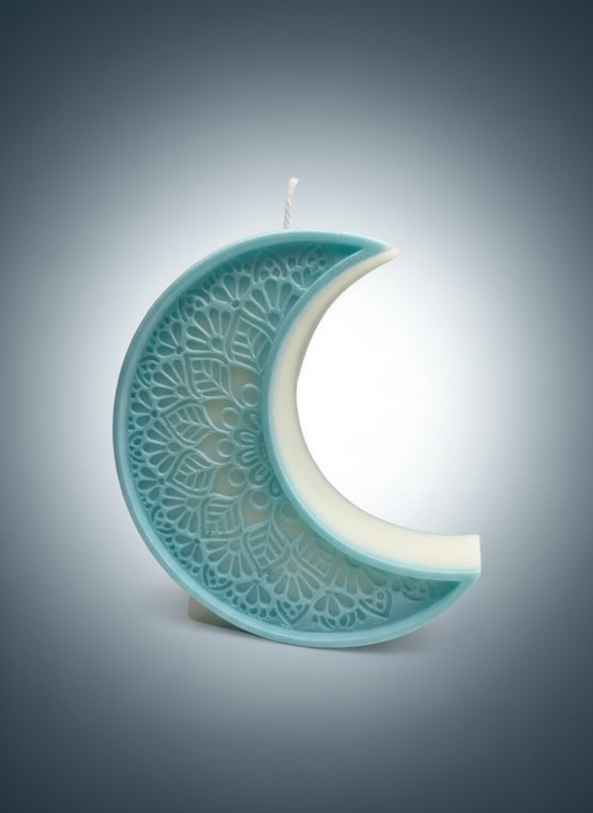 Mandala moon crescent candle