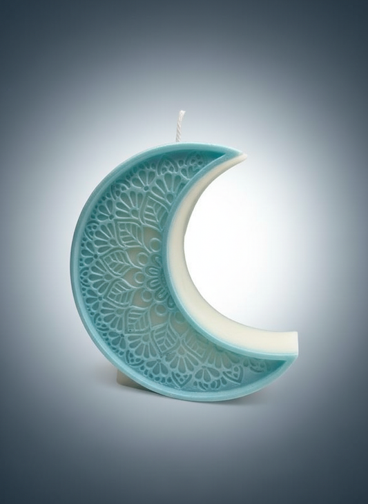 Mandala moon crescent candle