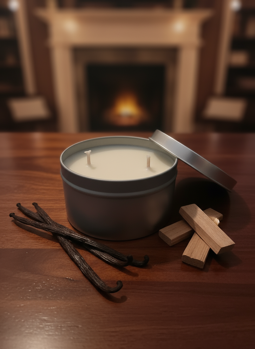 Sandalwood + Vanilla Tin Candle