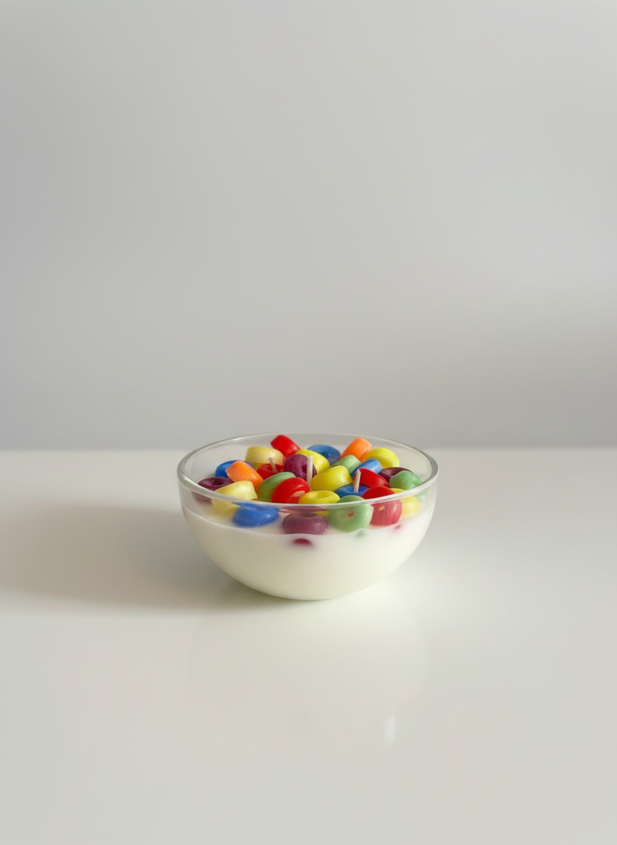 Small Bowl of Fruit Loops Candle
