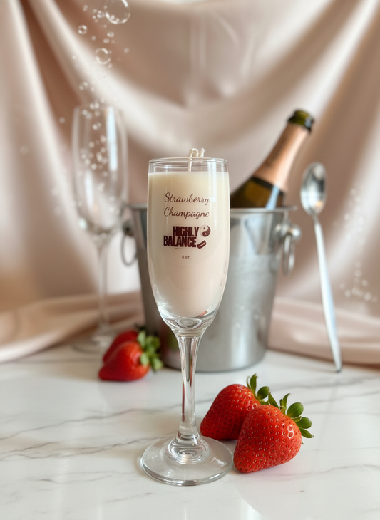 Strawberry Champagne Glass Candle